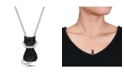 Macy's Black Spinel (2 1/3 ct. t.w.) and Created White Sapphire Accent (0.06 ct. t.w.) Kitty Cat Necklace in Sterling Silver